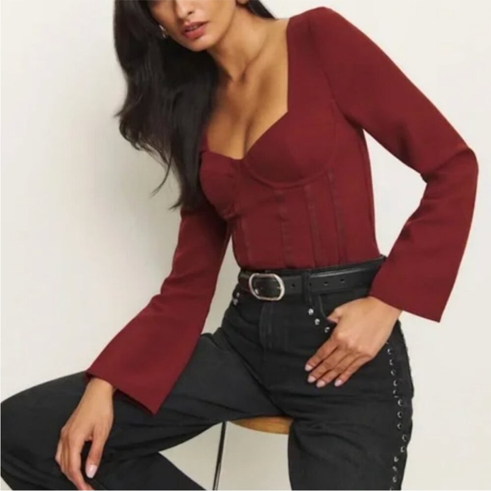 Reformation Amina Corset Top Chianti Red Wine Burgundy Size 4